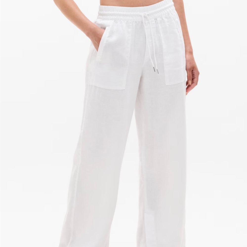 NWT ATHLETA RETREAT WIDE LEG LINEN PANT SZ L